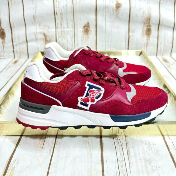 Rare Polo Ralph Lauren Trackster 100 P-Wing Red Sneakers New - Picture 1 of 11